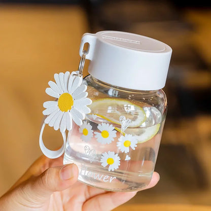 DecorBites™ Daisy Flower Glass Water Bottle Portable Tumbler 350ML
