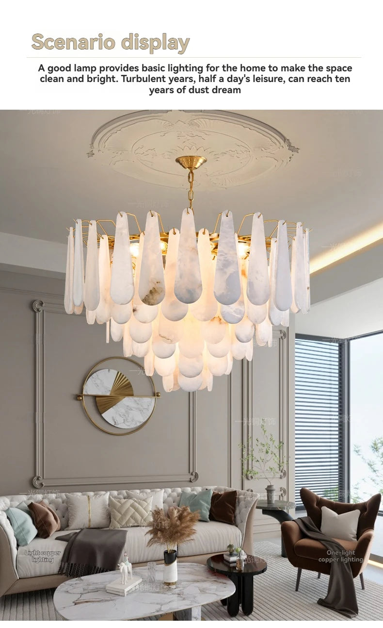Copper Marble Pendant Light With E14 LED Bulb