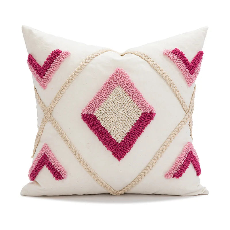 DecorBites™ Boho Loop Tufted Tassel Pillow Cover - Ethnic Embroidered Decorative Cushion