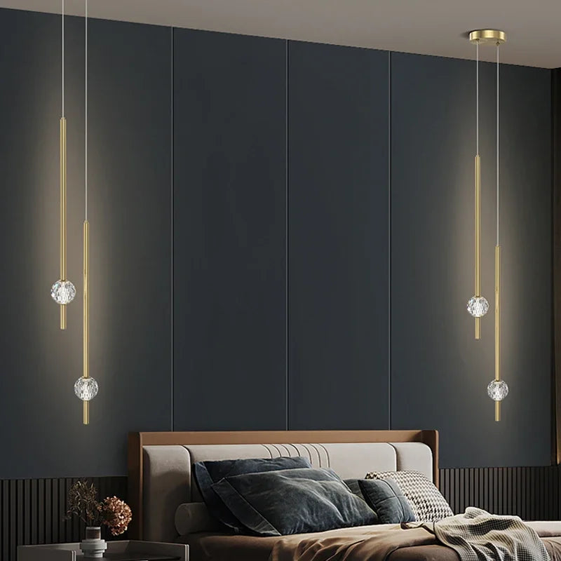 DecorBites™ Crystal LED Chandelier for Nordic Bedroom, Living Room & TV Background Wall.