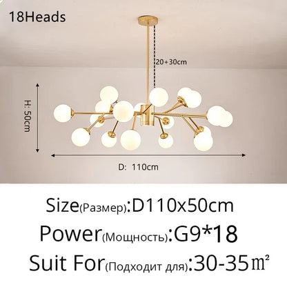 ثريا DecorBites™ الزجاجية الحديثة على شكل فرع - تصميم ماجيك بين لغرفة المعيشة