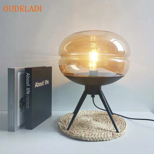 DecorBites™ Glass Table Lamp: Modern Art Shelf Desk Lamp for Bedroom Decor