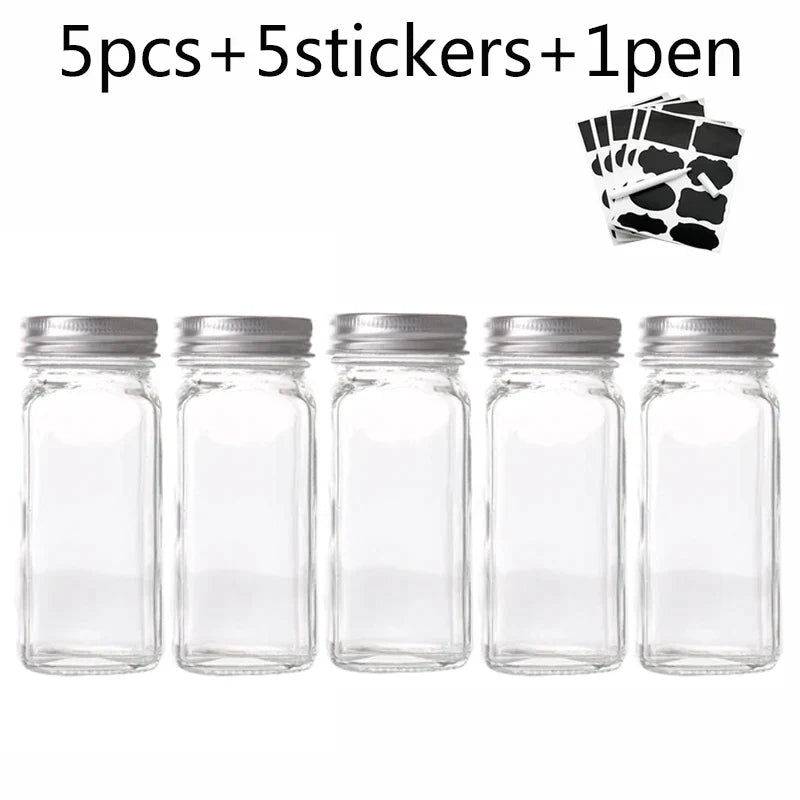 DecorBites™ Glass Seasoning Jar Set Kitchen Spice Box Canister BBQ Bottle Jar