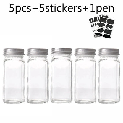 DecorBites™ Glass Seasoning Jar Set Kitchen Spice Box Canister BBQ Bottle Jar