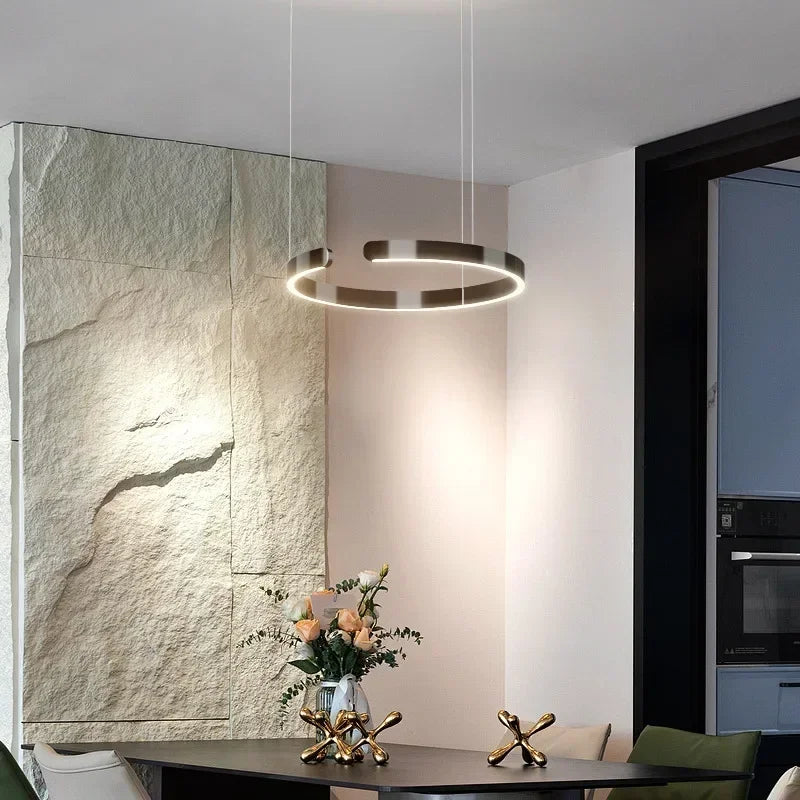 Modern Ring LED Pendant Light in Black or White