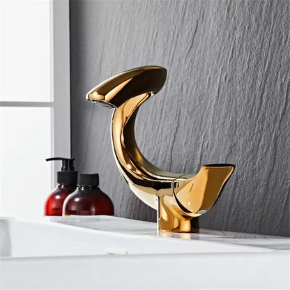 DecorBites™ Black Gold Brass Bathroom Faucet Mixer Sink Tap Deck Mounted Chrome Gray