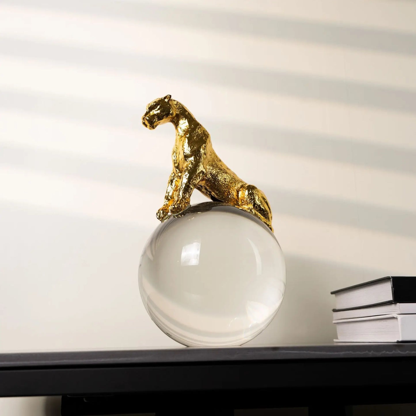 DecorBites™ Leopard Crystal Ball Metal Cheetah Sculpture Home Decor