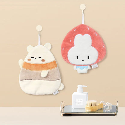 DecorBites™ Cartoon Animal Coral Fleece Hand Towel: Quick Dry for Home, Kitchen, Bathroom