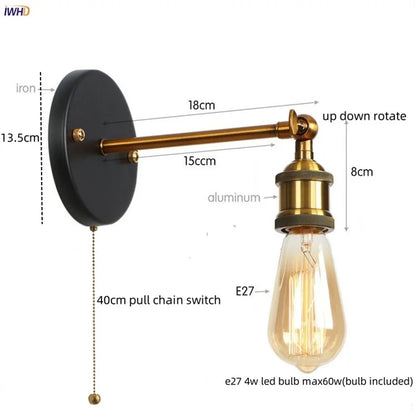 DecorBites™ Gold Industrial LED Wall Lamp for Loft Stair, Coffee Bar, Bedroom