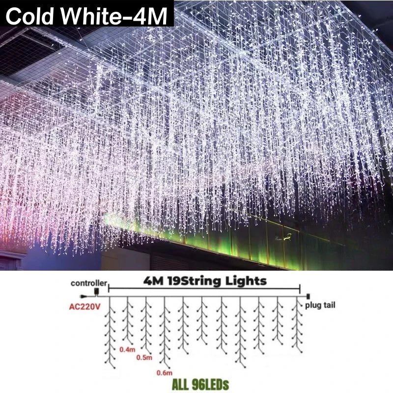 DecorBites™ Icicle LED String Lights: Festive Outdoor Christmas Decoration for Party, Patio, Garden
