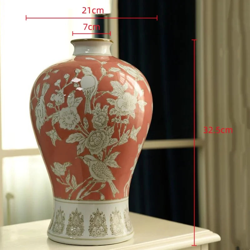 DecorBites™ Blue White Porcelain Vase Retro Floral Arrangement Home Decor Ceramic Handicraft