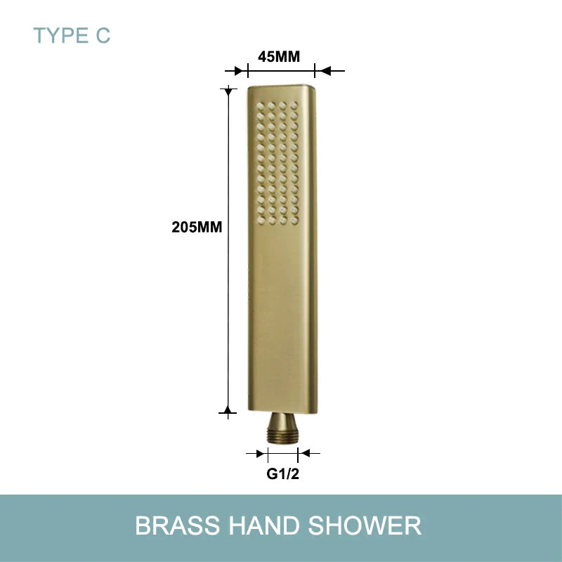 DecorBites™ Brushed Gold Brass Hand Shower with Stainless Steel Hose - Wall Mount