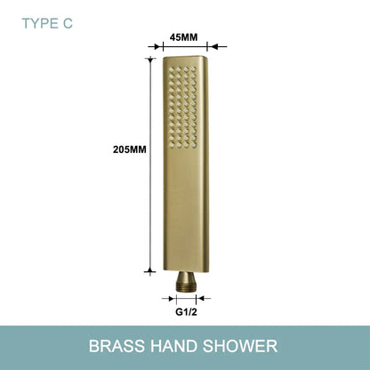 DecorBites™ Brushed Gold Brass Hand Shower with Stainless Steel Hose - Wall Mount