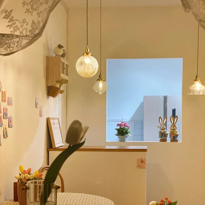 DecorBites™ Clear Glass LED Pendant Light: Modern Copper Hanging Lamp for Home Indoor Decor