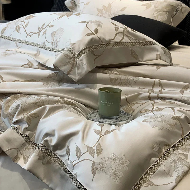 Decobites Silky Satin Jacquard 1000TC Egyptian Cotton Luxury Bedding Set