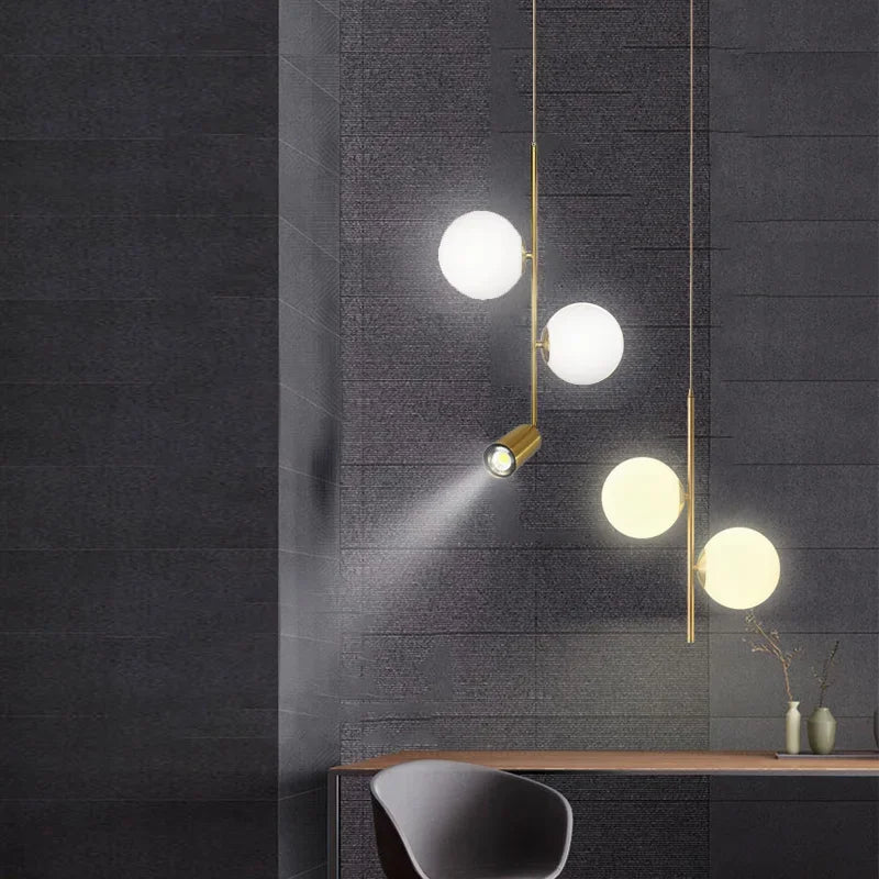 Lámpara de araña LED con bola de cristal DecorBites™: Lámpara colgante nórdica moderna para comedor y dormitorio