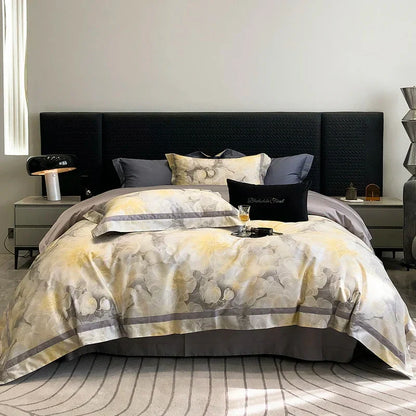 Decobites Luxury Flowers 1000TC Egyptian Cotton Bedding Set: 1 Duvet Cover, 1 Sheet, 2 Pillowcases