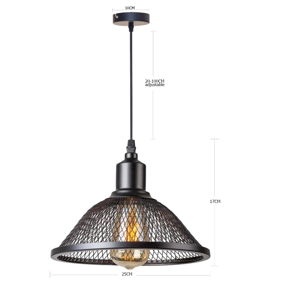وحدة إضاءة معلقة من الحديد الأسود على شكل قفص شبكي من DecorBites™ للمطبخ، وغرفة النوم، وغرفة المعيشة، والمطعم