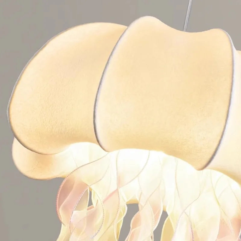DecorBites™ Jellyfish Silk Chandelier: Romantic Pendant Light for Living Room Bedroom Dining Room