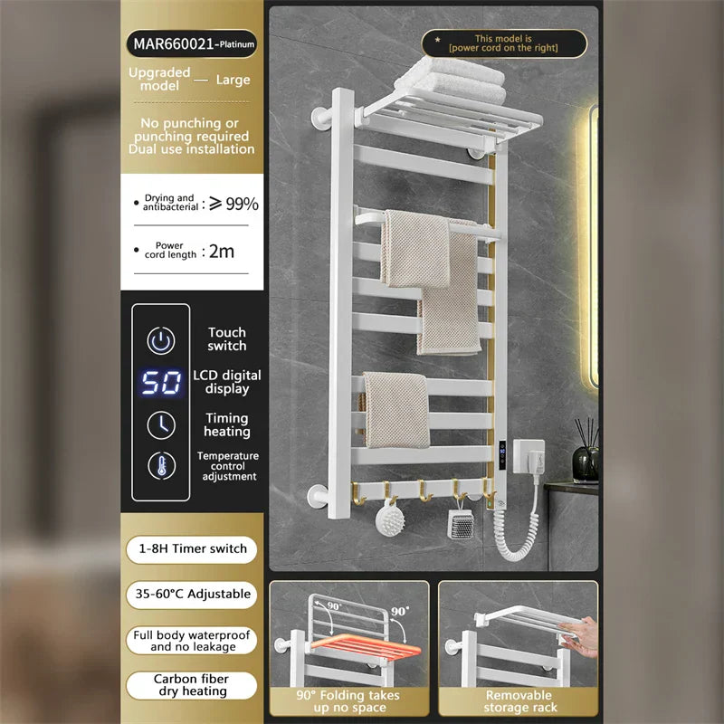 DecorBites™ Electric Towel Radiator Warmer Rack for Smart Bathroom Storage and Heating