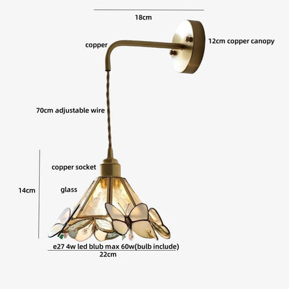 مصباح حائط زجاجي على شكل فراشة LED من DecorBites™ مع مفتاح سلسلة سحب