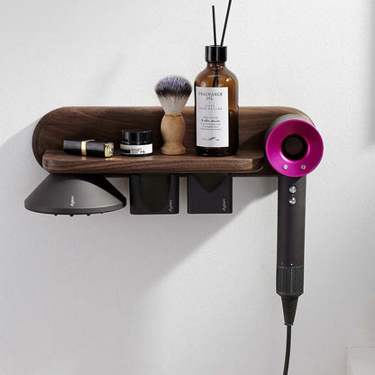 DecorBites™ Hair Dryer Holder: Wall Mount Beech Wood Rack for Dyson Supersonic Hair Dryer
