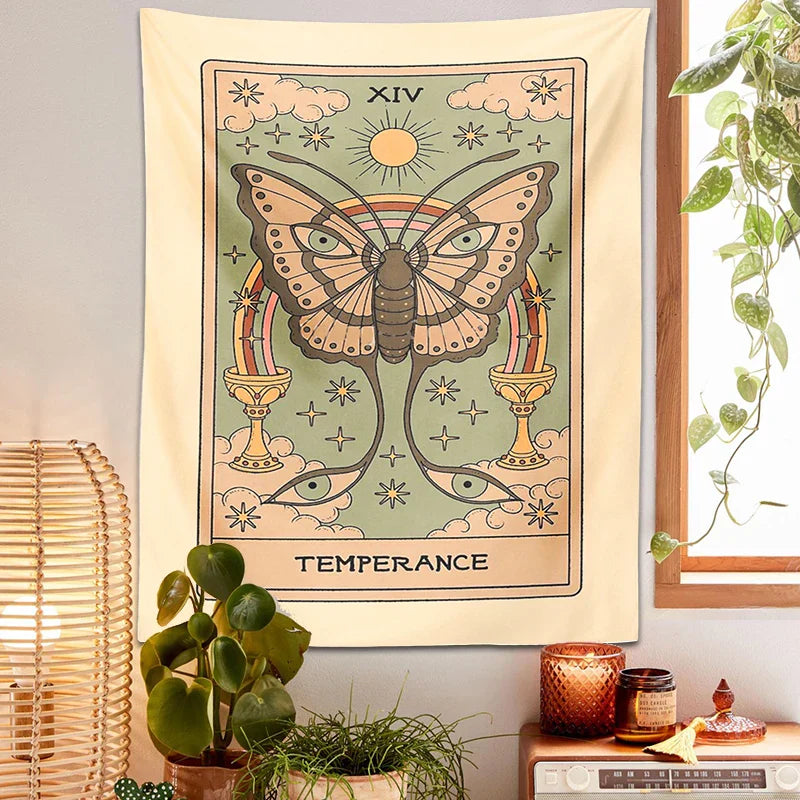 Decobites Sun & Rainbow Tarot Tapestry: Vintage Boho Wall Hanging for Astrology Décor