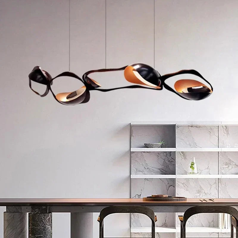 Modern Crystal Linear Pendant Light in Painted Iron