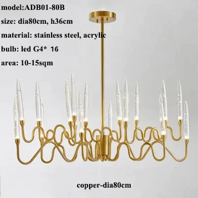 DecorBites™ Crystal Branch Chandelier: Nordic LED Pendant Light for Home Décor & Wedding Lighting