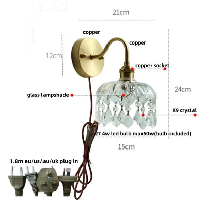 Aplique de pared LED de cristal DecorBites™ con interruptor de cadena, diseño nórdico moderno
