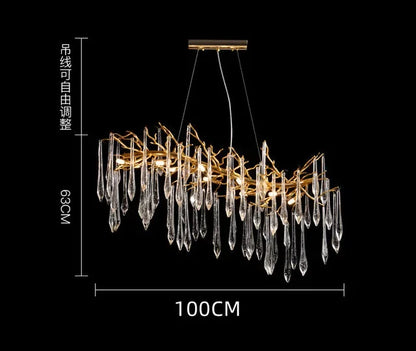 DecorBites™ Crystal Water Drop LED Chandeliers: Modern Luxury Branch Design for Living & Dining Rooms