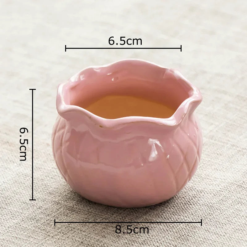 DecorBites™ Lotus Flower Ceramic Vase: Small Plant Pots for Table Decoration and Room Aesthetic