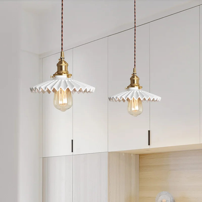 Ceramic Brass Bedside Chandelier