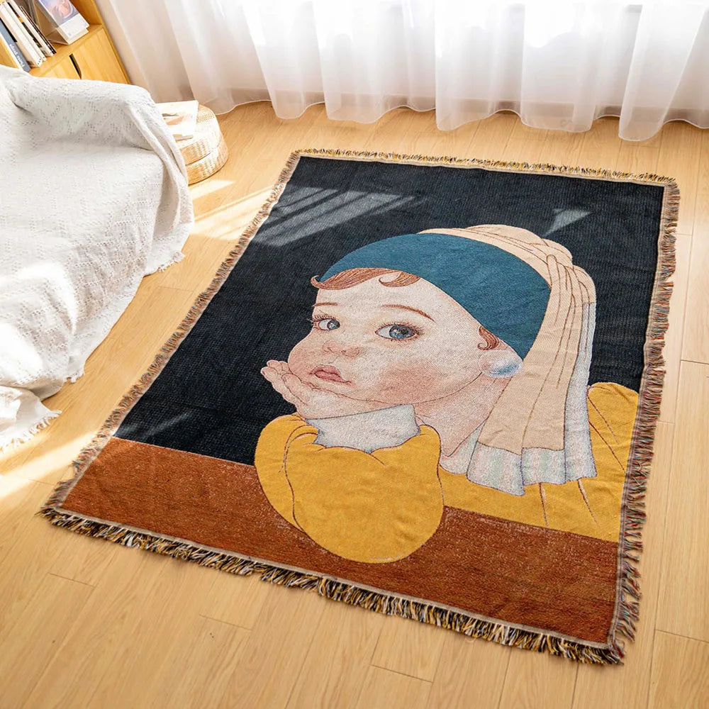 DecorBites™ Knitted Tapestry Sofa Blanket - Light Luxury Decorative Blanket for Living Room, Nap Bedspread, Picnic, Camping Mat