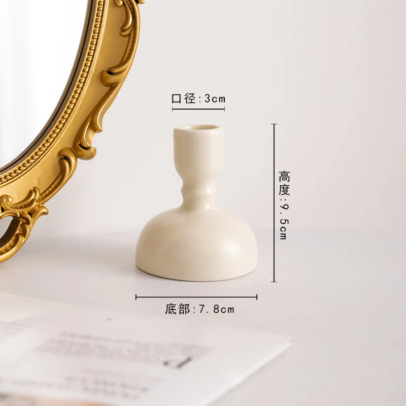 مجموعة حاملات الشموع الخزفية الهندسية من DecorBites™ - زينة منزلية مزخرفة