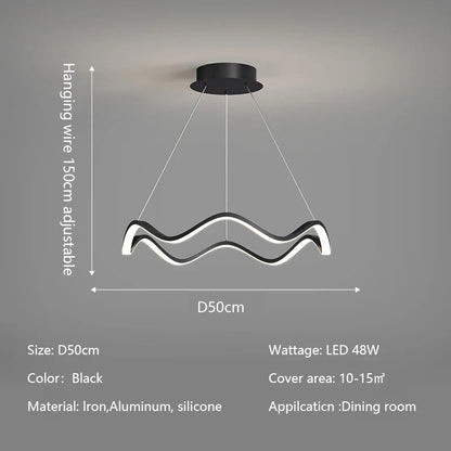 DecorBites™ Circle Wave LED Pendant Chandelier for Modern Living Dining Bedroom Lighting