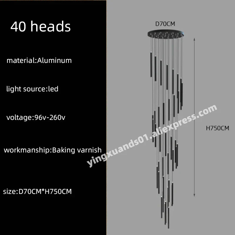 DecorBites™ LED Chandelier Stairs Pendant Ceiling Lamp for Hotel Lobby Decor