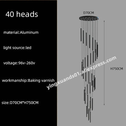 DecorBites™ LED Chandelier Stairs Pendant Ceiling Lamp for Hotel Lobby Decor