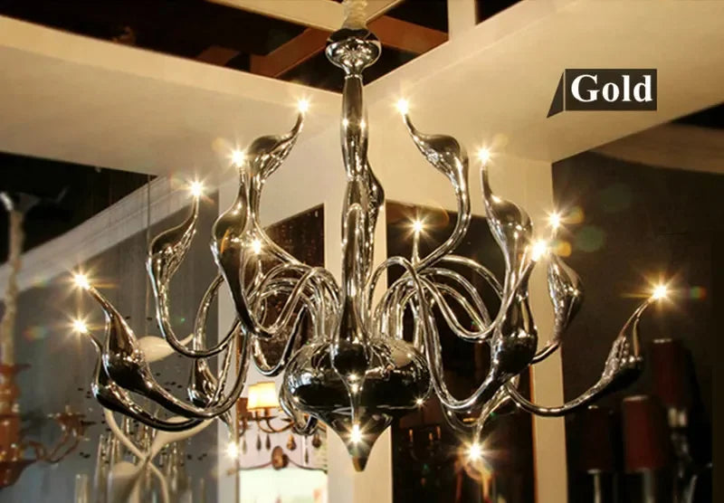 DecorBites™ Iron Swan Pendant Chandelier for Restaurant Living Room Bedroom with LED G4 Candle
