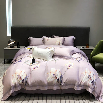 DecorBites™ Eucalyptus Lyocell Flowers Duvet Set with Sheet & Pillowcases