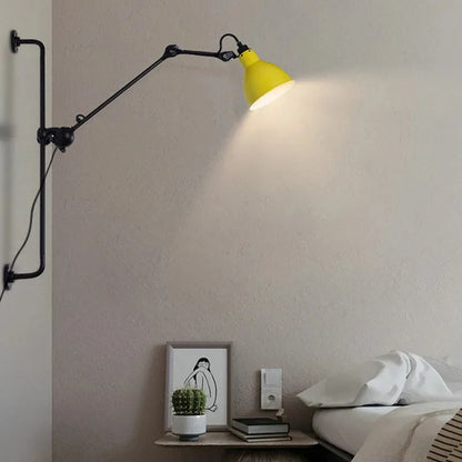 Lámpara de pared DecorBites™ Gras BL: Luz de lectura ajustable con brazo largo cromado