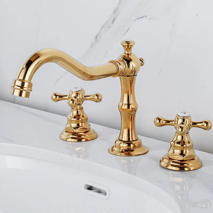 Antique Faucet Gold Bathroom Faucet  With Double Handle