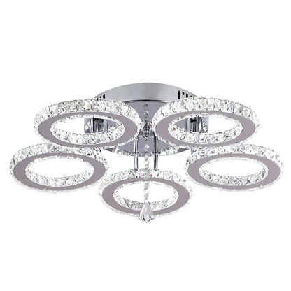 DecorBites™ Crystal Flush Mount Chandelier: App Dimmable Rings Shape Ceiling Light
