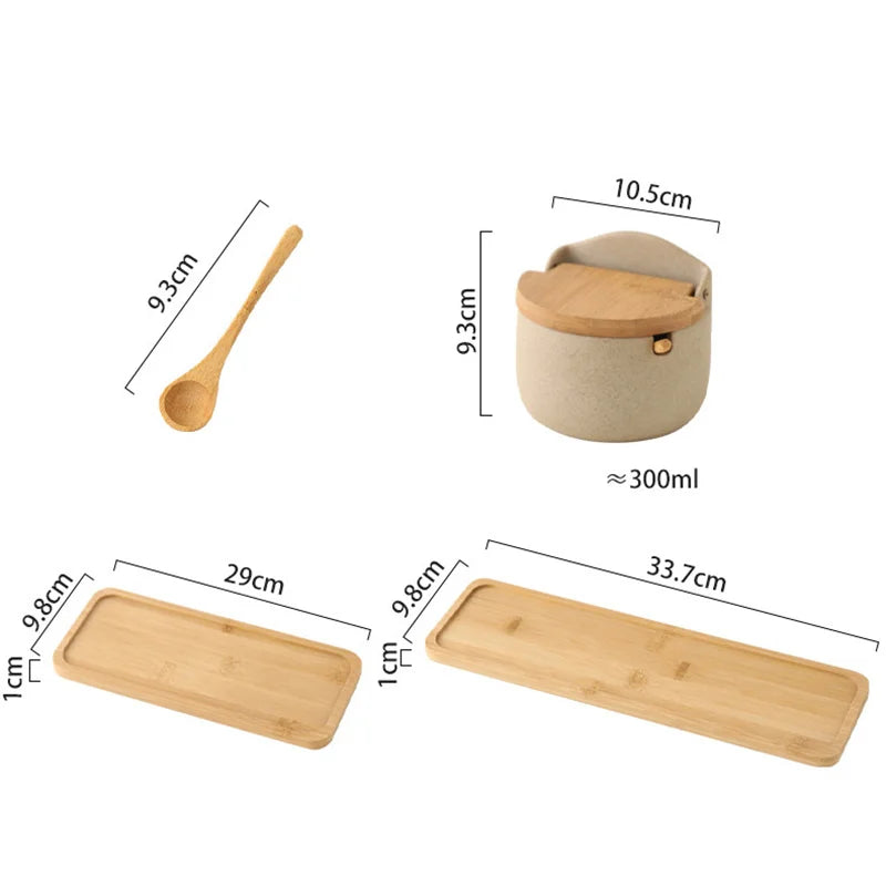 DecorBites™ Ceramic Seasoning Jar Set with Bamboo Lid and Spoon