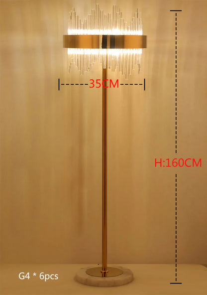 Lámpara de pie DecorBites™ Crystal Gold para dormitorio y sala de estar - Luz LED moderna de lujo