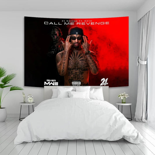 Decobites 21 Savage Tapestry Pop Album Cover Poster for Bedroom Wall Decor