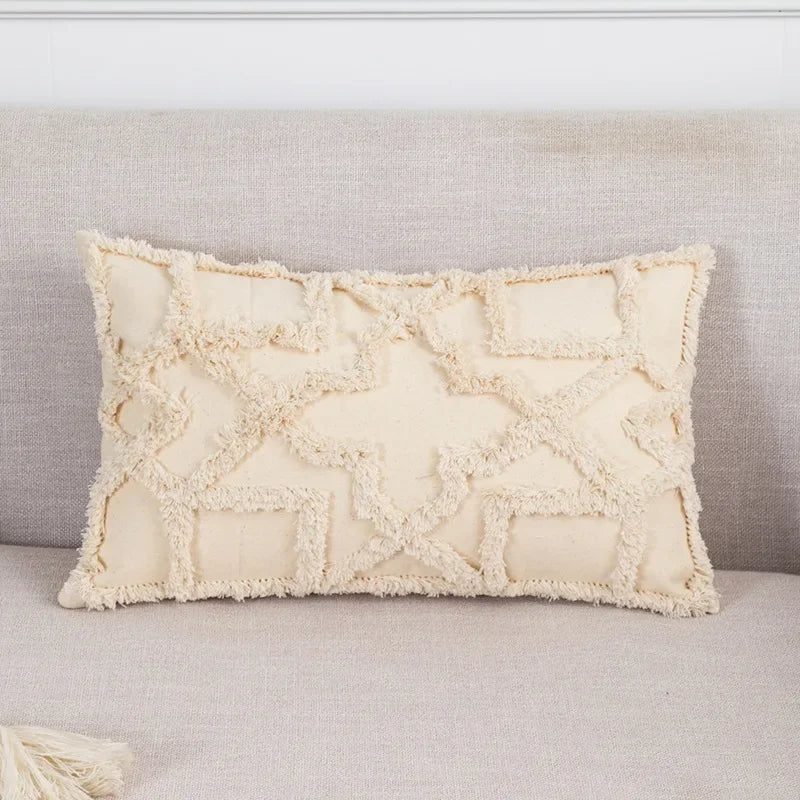 غطاء وسادة ديكوربايتس™ بيج بتصميم بوهو، مقاس 45×45/30×50 سم - غطاء وسادة مربع مصنوع يدويًا