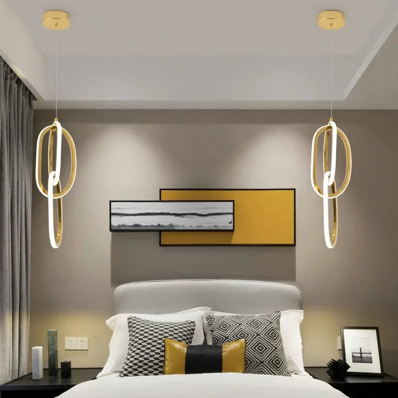 DecorBites™ Gold Steel Pendant Light for Home Decor & Bar, Stylish LED Hanging Lamp