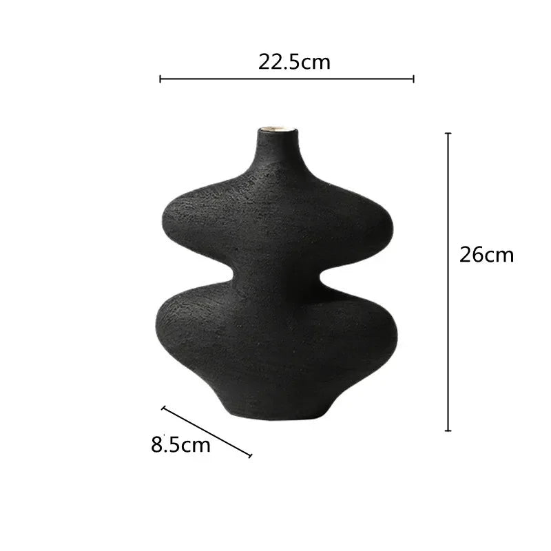 مجموعة مزهريات سيراميك هندسية من DecorBites™ باللونين الأسود والأبيض، تنسيقات زهور يدوية لديكور المنزل