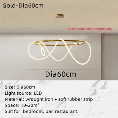 DecorBites™ Circle Note Linear Light: Modern Minimalist Nordic Pendant Lamp for Bedroom, Living Room